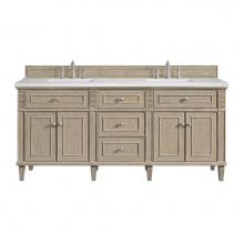 James Martin Vanities 424-V72-WWO-3AF - Lorelai 72'' Double Vanity, Whitewashed Oak w/ 3 CM Arctic Fall Solid Surface Top