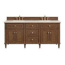 James Martin Vanities 424-V72-WLT-3EMR - Lorelai 72'' Double Vanity, Mid-Century Walnut w/ 3 CM Eternal Marfil Quartz Top