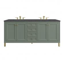 James Martin Vanities 305-V72-SC-3CSP - Chicago 72'' Double Vanity, Smokey Celadon w/ 3 CM Charcoal Soapstone Top