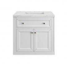 James Martin Vanities 305-V30-GW-3ENC - Chicago 30'' Single Vanity, Glossy White w/ 3 CM Ethereal Noctis Top