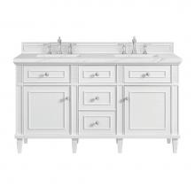 James Martin Vanities 424-V60D-BW-3ENC - Lorelai 60'' Double Vanity, Bright White w/ 3 CM Ethereal Noctis Quartz Top