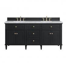 James Martin Vanities 424-V72-BKO-3CAR - Lorelai 72'' Double Vanity, Black Onyx w/ 3 CM Carrara White Marble Top