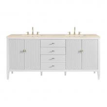 James Martin Vanities 485-V72-BW-3EMR - Myrrin 72'' Double Vanity, Bright White w/ 3 CM Eternal Marfil Quartz Top