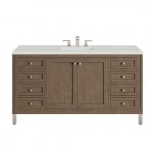 James Martin Vanities 305-V60S-WWW-3LDL - Chicago 60'' Single Vanity, Whitewashed Walnut w/ 3 CM Lime Delight Quartz Top