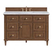 James Martin Vanities 424-V48-WLT-3CAR - Lorelai 48'' Single Vanity, Mid-Century Walnut w/ 3 CM Carrara White Marble Top