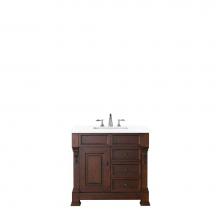 James Martin Vanities 147-114-5586-3WZ - Brookfield 36'' Single Vanity, Warm Cherry w/ 3 CM White Zeus Quartz Top