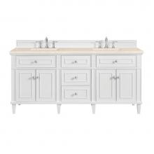 James Martin Vanities 424-V72-BW-3EMR - Lorelai 72'' Double Vanity, Bright White w/ 3 CM Eternal Marfil Quartz Top