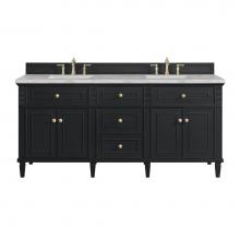 James Martin Vanities 424-V72-BKO-3VSL - Lorelai 72'' Double Vanity, Black Onyx w/ 3 CM Victorian Silver Quartz Top