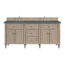 James Martin Vanities 424-V72-WWO-3PBL - Lorelai 72'' Double Vanity, Whitewashed Oak w/ 3 CM Parisien Blue Quartz Top