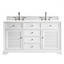 James Martin Vanities 238-104-V60D-BW-3WZ - Savannah 60'' Double Vanity Cabinet, Bright White, w/ 3 CM White Zeus Quartz Top