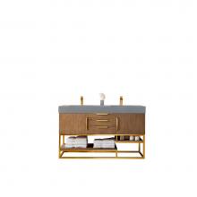 James Martin Vanities 388-V59D-LTO-RG-DGG - Columbia 59'' Double Vanity, Latte Oak, Radiant Gold w/ Dusk Grey Glossy Composite Top