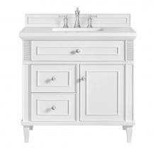 James Martin Vanities 424-V36-BW-3WZ - Lorelai 36'' Single Vanity, Bright White w/ 3 CM White Zeus Quartz Top