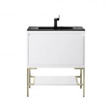 James Martin Vanities 805-V31.5-GW-CB-CH - Mantova 31.5'' Single Vanity, Glossy White, Champagne Brass Base w/ Charcoal Black Compo