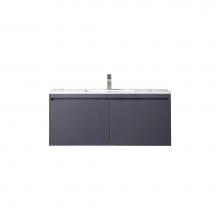 James Martin Vanities 801V47.3MGGGW - Milan 47.3'' Single Vanity, Modern Gray Glossy w/ Glossy White Composite Stone Top