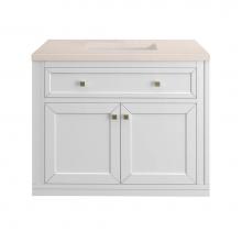 James Martin Vanities 305-V36-GW-3EMR - Chicago 36'' Single Vanity, Glossy White w/ 3 CM Eternal Marfil Top