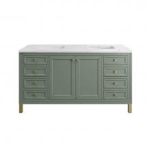 James Martin Vanities 305-V60D-SC-3ENC - Chicago 60'' Double Vanity, Smokey Celadon w/ 3 CM Ethereal Noctis Top