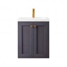 James Martin Vanities E303V24MGWG - Chianti 24'' Single Vanity Cabinet, Mineral Grey w/ White Glossy Composite Countertop