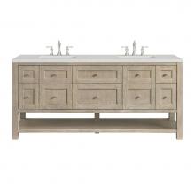 James Martin Vanities 330-V72-WWO-3LDL - Breckenridge 72'' Double Vanity, Whitewashed Oak w/ 3 CM Lime Delight Quartz Top