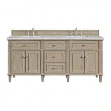 James Martin Vanities 424-V72-WWO-3VSL - Lorelai 72'' Double Vanity, Whitewashed Oak w/ 3 CM Victorian Silver Quartz Top