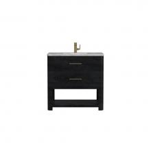 James Martin Vanities D704-V36-CBO-3VSL - Lucian 36'' Single Vanity, Carbon Oak w/ 3 CM Victorian Silver Quartz Top