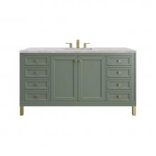 James Martin Vanities 305-V60S-SC-3VSL - Chicago 60'' Single Vanity, Smokey Celadon w/ 3 CM Victorian Silver Top