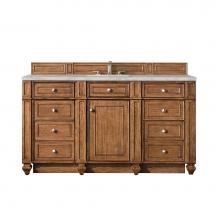 James Martin Vanities 157-V60S-SBR-3VSL - Bristol 60'' Single Vanity, Saddle Brown w/ 3 CM Victorian Silver Quartz Top