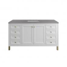 James Martin Vanities 305-V60S-GW-3GEX - Chicago 60'' Single Vanity, Glossy White w/ 3 CM Grey Expo Top