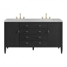 James Martin Vanities 485-V60D-CBO-3EJP - Myrrin 60'' Double Vanity, Carbon Oak w/ 3 CM Eternal Jasmine Pearl Quartz Top