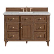 James Martin Vanities 424-V48-WLT-3EJP - Lorelai 48'' Single Vanity, Mid-Century Walnut w/ 3 CM Eternal Jasmine Pearl Quartz Top