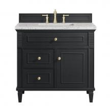 James Martin Vanities 424-V36-BKO-3EJP - Lorelai 36'' Single Vanity, Black Onyx w/ 3 CM Eternal Jasmine Pearl Quartz Top