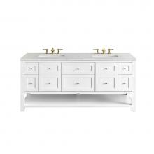 James Martin Vanities 330-V72-BW-3EJP - Breckenridge 72'' Double Vanity, Bright White w/ 3 CM Eternal Jasmine Pearl Top