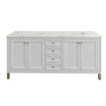 James Martin Vanities 305-V72-GW-3ENC - Chicago 72'' Double Vanity, Glossy White w/ 3 CM Ethereal Noctis Top