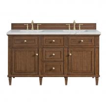 James Martin Vanities 424-V60D-WLT-3ENC - Lorelai 60'' Double Vanity, Mid-Century Walnut w/ 3 CM Ethereal Noctis Quartz Top