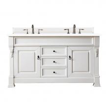 James Martin Vanities 147-V60D-BW-3WZ - Brookfield 60'' Double Vanity, Bright White w/ 3 CM White Zeus Quartz Top