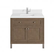 James Martin Vanities 305-V36-WWW-1WZ - Chicago 36'' Single Vanity, Whitewashed Walnut w/ Single Hole 3 CM White Zeus Quartz Top