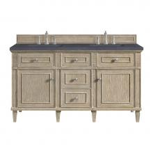 James Martin Vanities 424-V60D-WWO-3CSP - Lorelai 60'' Double Vanity, Whitewashed Oak w/ 3 CM Charcoal Soapstone Quartz Top