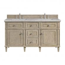 James Martin Vanities 424-V60D-WWO-3EJP - Lorelai 60'' Double Vanity, Whitewashed Oak w/ 3 CM Eternal Jasmine Pearl Quartz Top