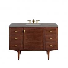 James Martin Vanities 670-V48-WLT-3GEX - Amberly 48'' Single Vanity, Mid-Century Walnut w/ 3 CM Grey Expo Top