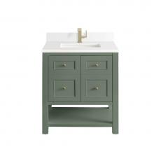 James Martin Vanities 330-V30-SC-1WZ - Breckenridge 30'' Single Vanity, Smokey Celadon w/ Single Hole 3 CM White Zeus Top &