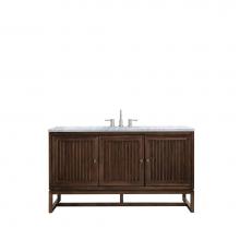 James Martin Vanities E645-V60S-MCA-3CAR - Athens 60'' Single Vanity Cabinet , Mid Century Acacia, w/ 3 CM Carrara White Top