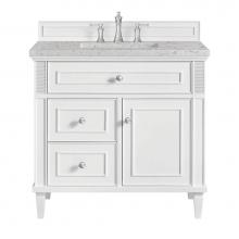 James Martin Vanities 424-V36-BW-3EJP - Lorelai 36'' Single Vanity, Bright White w/ 3 CM Eternal Jasmine Pearl Quartz Top