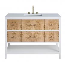 James Martin Vanities D804-V48-LMB-3WZ - Olena 48'' Single Vanity, Light Mappa Burl and Polished White w/ 3 CM White Zeus Quartz