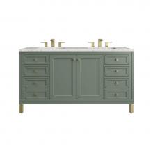 James Martin Vanities 305-V60D-SC-3EJP - Chicago 60'' Double Vanity, Smokey Celadon w/ 3 CM Eternal Jasmine Pearl Top