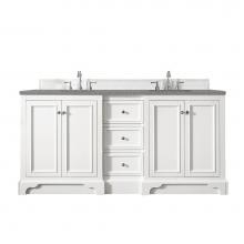 James Martin Vanities 825-V72-BW-3GEX - De Soto 72'' Double Vanity, Bright White w/ 3 CM Grey Expo Quartz Top