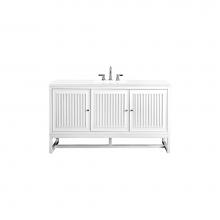 James Martin Vanities E645-V60S-GW-3WZ - Athens 60'' Single Vanity, Glossy White w/ 3 CM White Zeus Quartz Top