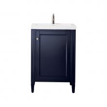 James Martin Vanities E652V24NVBWG - Britannia 24'' Single Vanity Cabinet, Navy Blue w/ White Glossy Composite Countertop