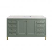 James Martin Vanities 305-V60S-SC-3ENC - Chicago 60'' Single Vanity, Smokey Celadon w/ 3 CM Ethereal Noctis Top