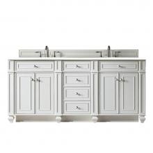 James Martin Vanities 157-V72-BW-3WZ - Bristol 72'' Double Vanity, Bright White, w/ 3 CM White Zeus Quartz Top