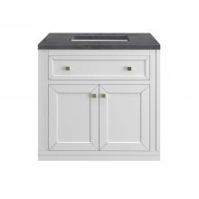 James Martin Vanities 305-V30-GW-3CSP - Chicago 30'' Single Vanity, Glossy White w/ 3 CM Charcoal Soapstone Top