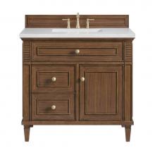 James Martin Vanities 424-V36-WLT-3AF - Lorelai 36'' Single Vanity, Mid-Century Walnut w/ 3 CM Arctic Fall Solid Surface Top